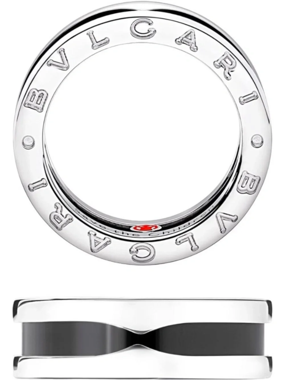 Bulgari Save the Children 57 Ring Black Silver One Band 🇮🇹 Ceramic